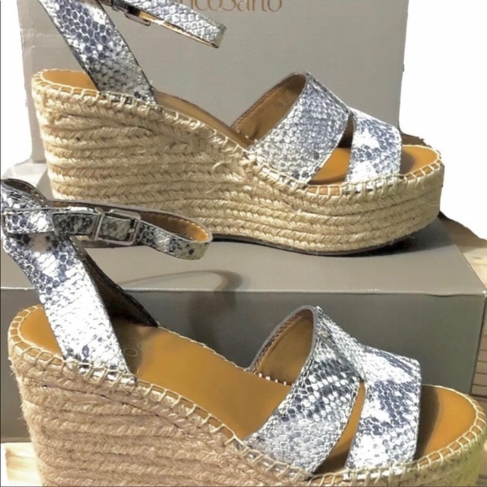 🔥 Franco Sarto Espadrille Leather Platform Snake sandals heels 🔥